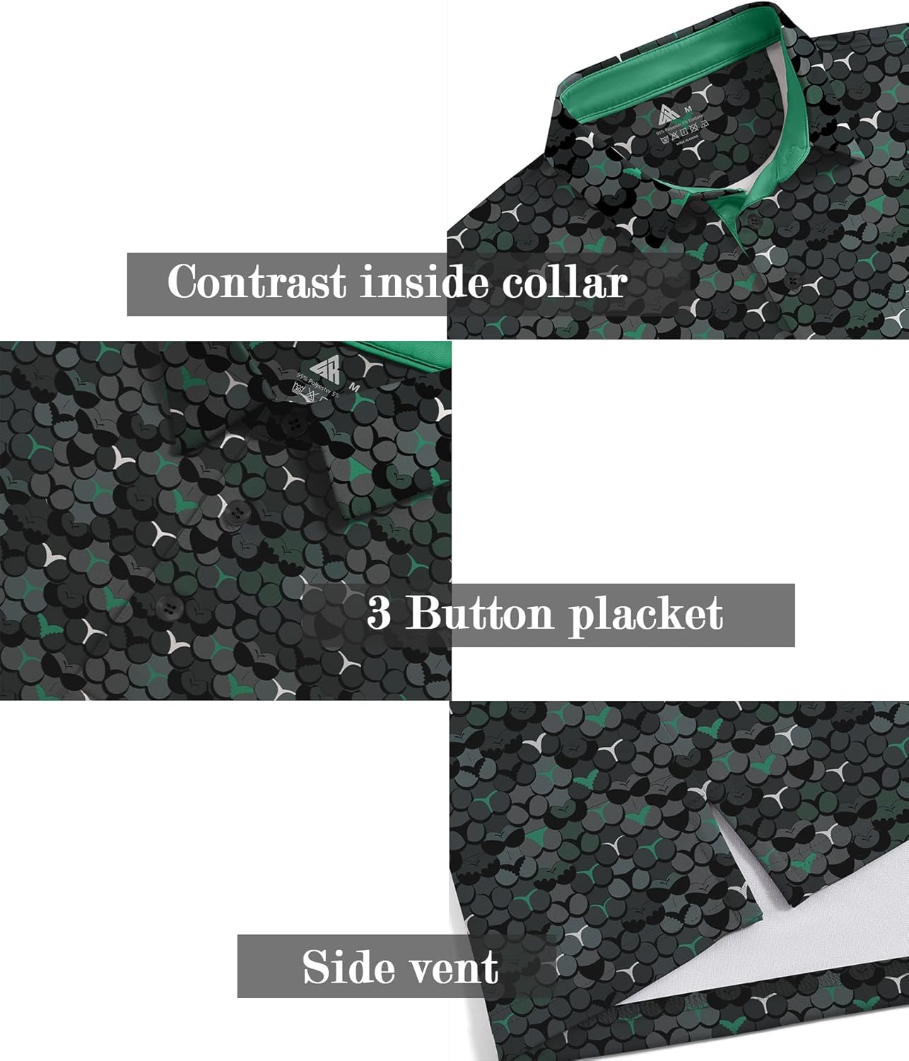Men'S Golf Shirts Short Sleeve Moisture Wicking Performance Print Patterns Casual Collared Golf Polo Shirt for Men - Golfer Gear