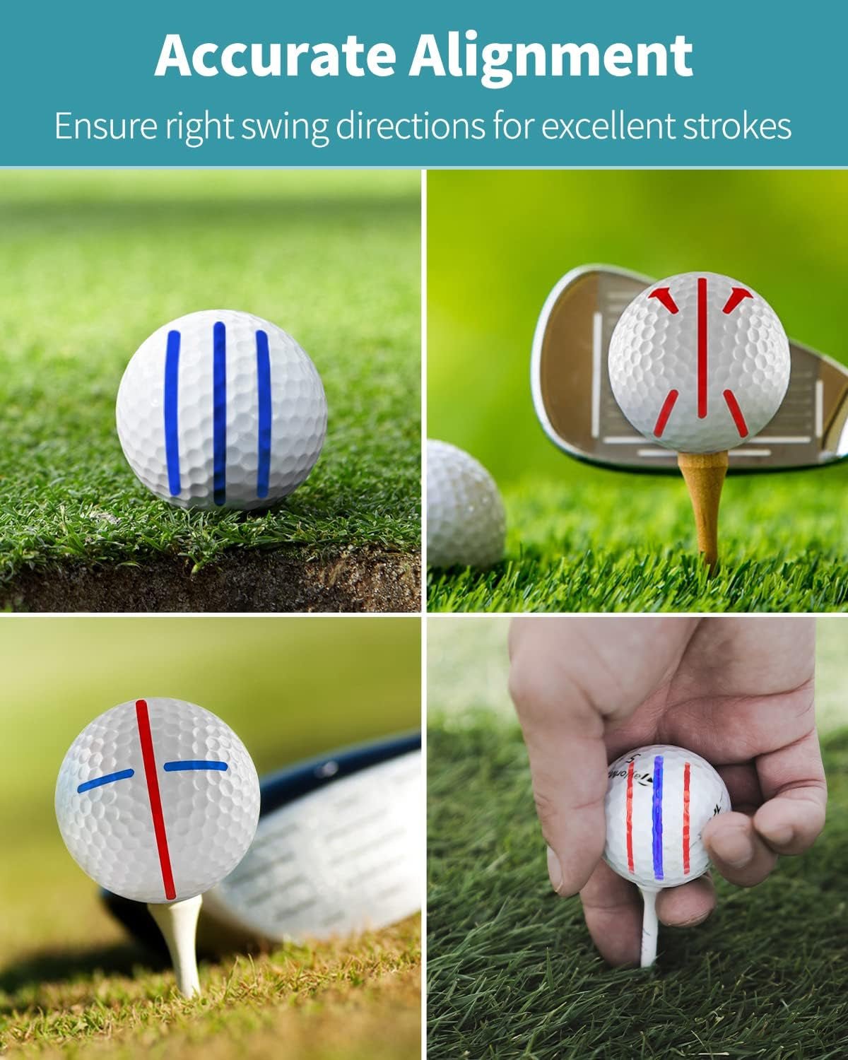 2 PCS Golf Ball Liner Template Linear Alignment Kit for Putt Ball Marking Tools - Golfer Gear