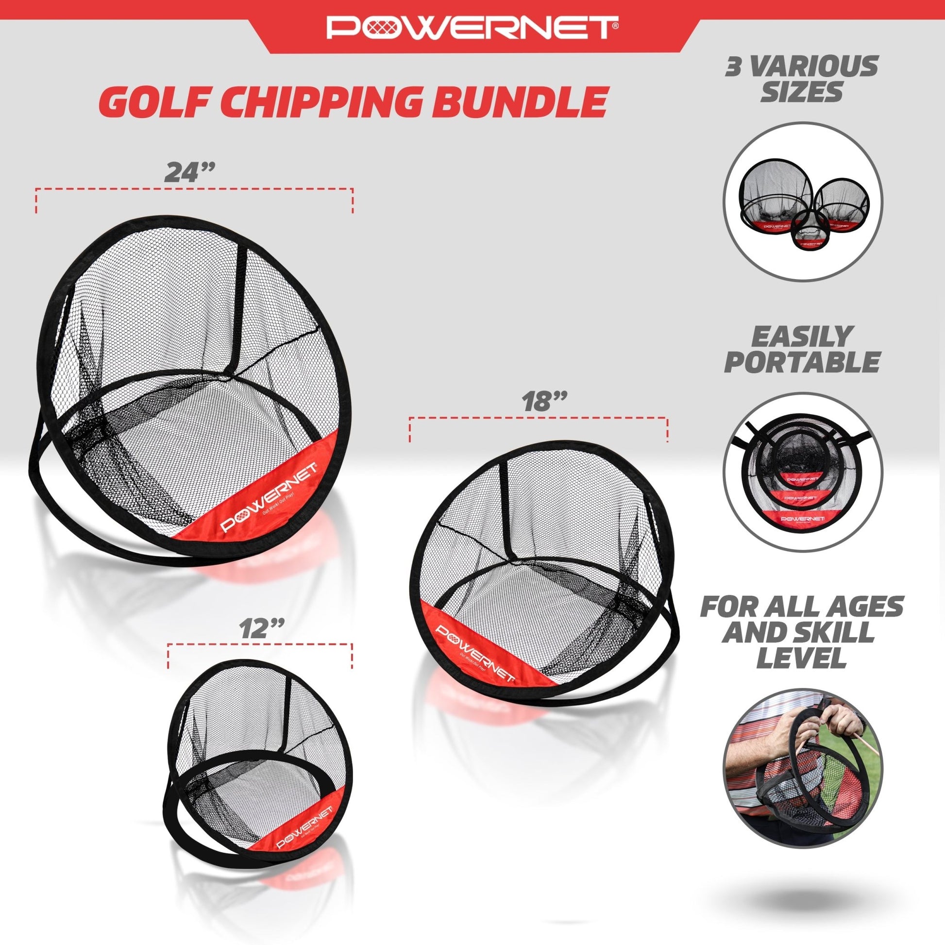 3 Piece Golf Chipping Net Set - Golfer Gear