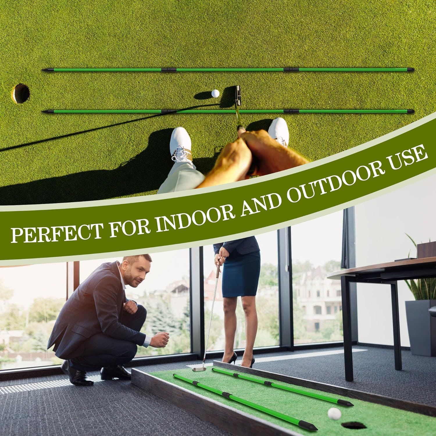 Golf Alignment Sticks - 2 Pack of 48" Collapsible Fiberglass Rods Great For Beginners and Pros - Golfer Gear