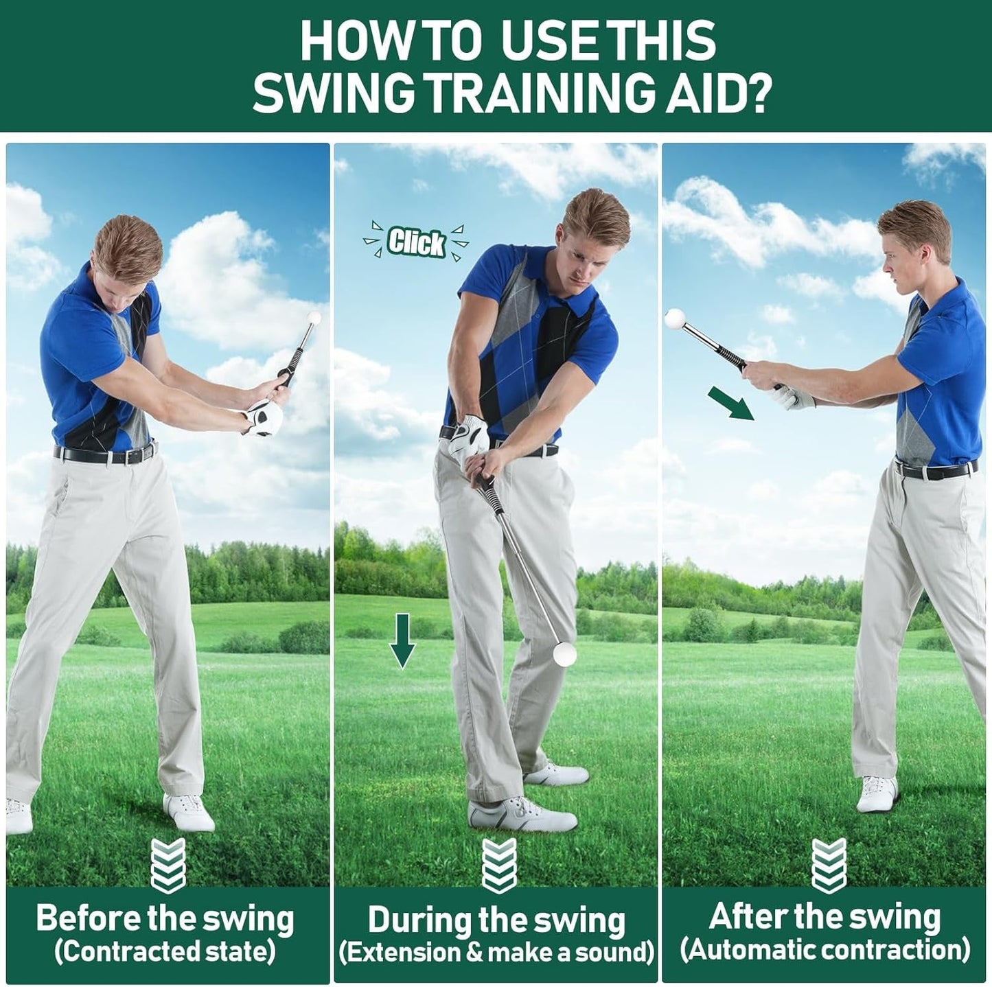 Golf Grip Swing Trainer - Easy Outdoor/Indoor Practice or Warming Up - Golfer Gear