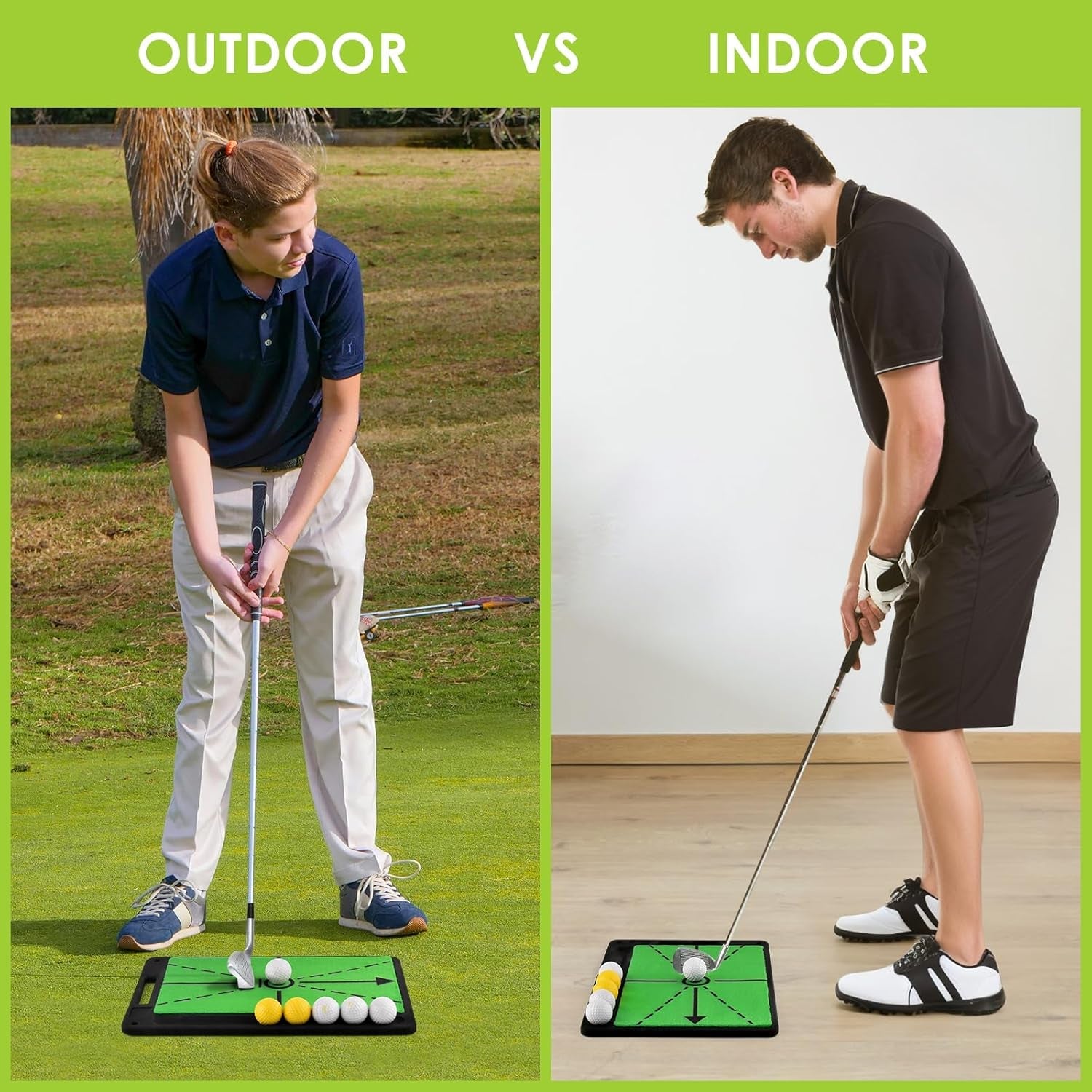 Golf Hitting Mat for Swing Feedback - Premium Turf, Real Feel, Instant Feedback - Golfer Gear