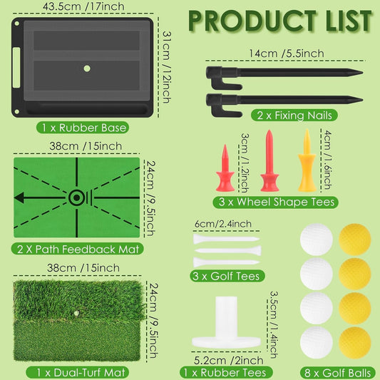 Golf Hitting Mat for Swing Feedback - Premium Turf, Real Feel, Instant Feedback - Golfer Gear