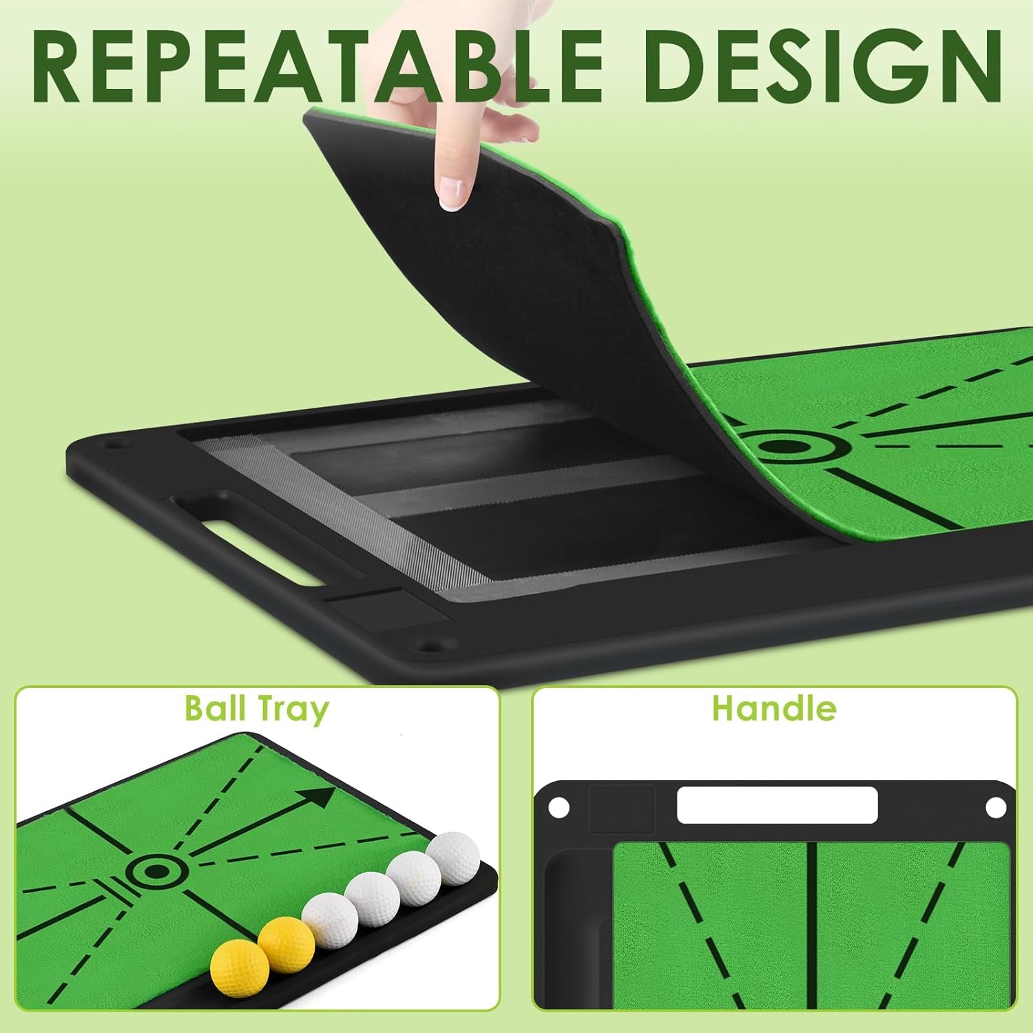 Golf Hitting Mat for Swing Feedback - Premium Turf, Real Feel, Instant Feedback - Golfer Gear