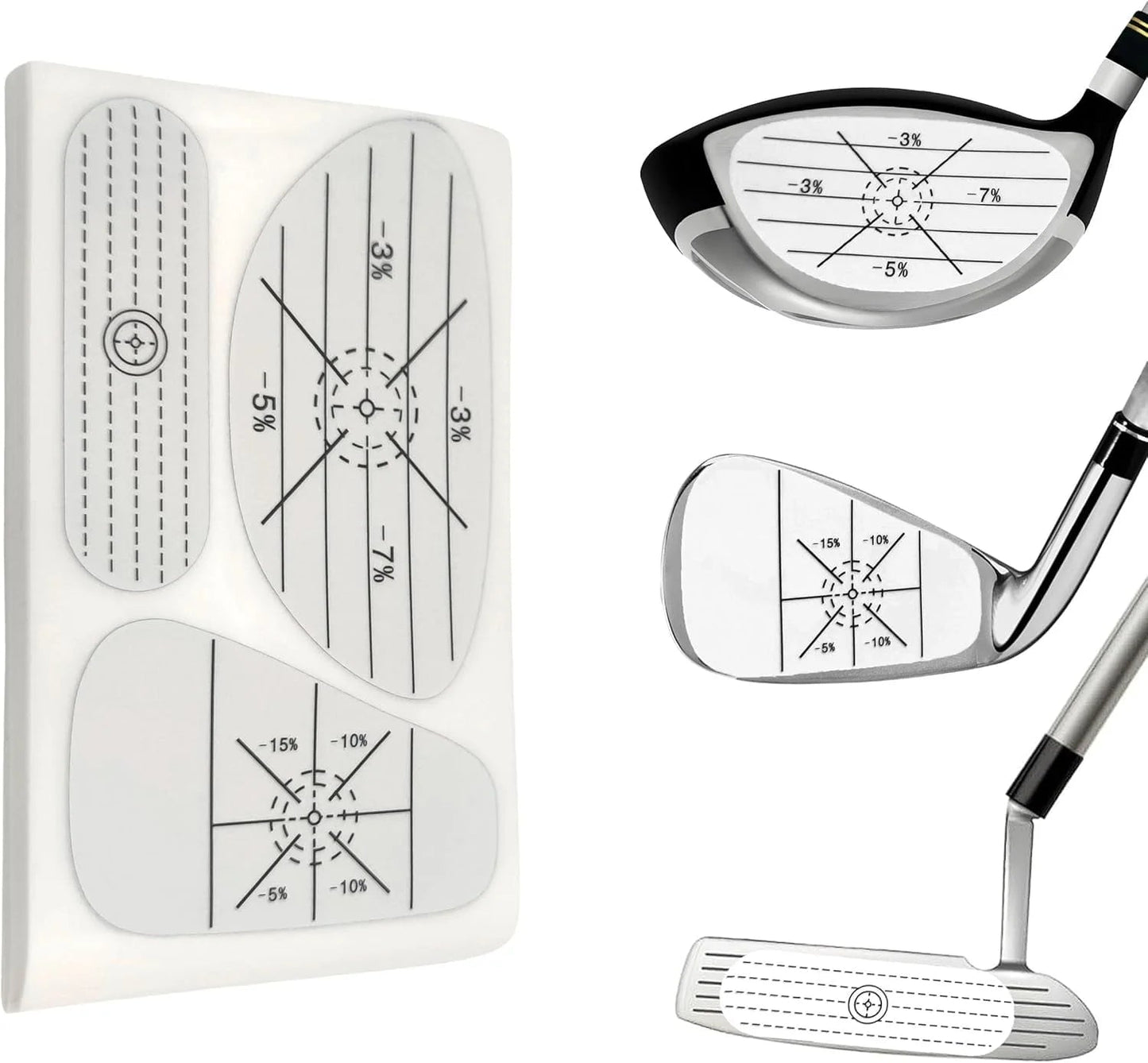 Golf Impact Tape Set 150Pcs, Self - Teaching Sweet Spot and Consistency Analysis, Golf Club Impact Stickers for Woods Irons and Putters Each 50 Pcs,Useful Training Aid Improve Ball Striking - Golfer Gear
